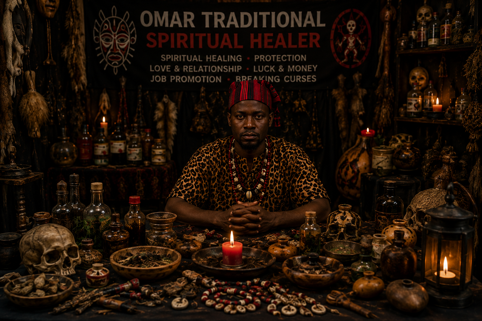 Omar, traditional healer and cultural consultant, in his consultation room